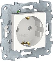 Розетка с заземлением без рамки Schneider Electric Unica New 1-м. шторки белый картинка